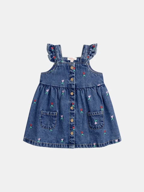 Floral Embroidered Denim Dress