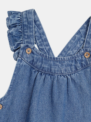 Denim Dungarees With Embroidered Heart Pockets