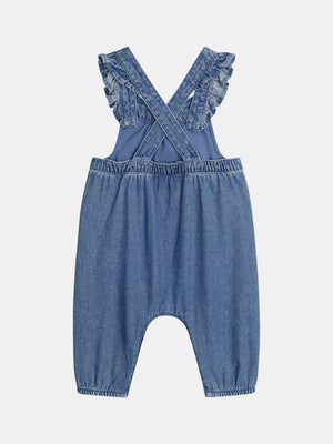 Denim Dungarees With Embroidered Heart Pockets