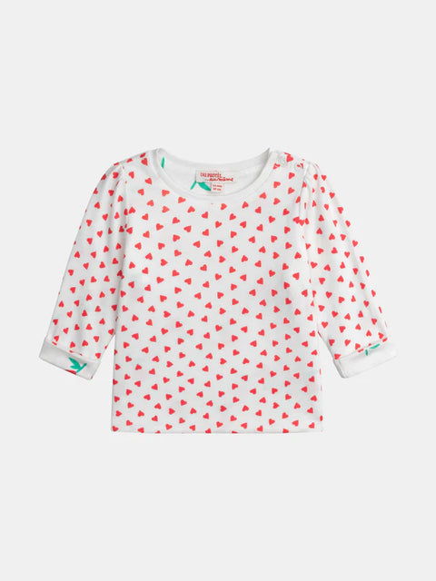 Reversible Heart Print Cotton T-shirt