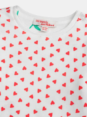 Reversible Heart Print Cotton T-shirt
