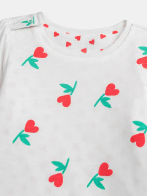 Reversible Heart Print Cotton T-shirt