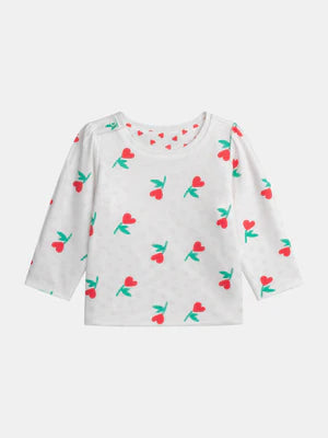 Reversible Heart Print Cotton T-shirt