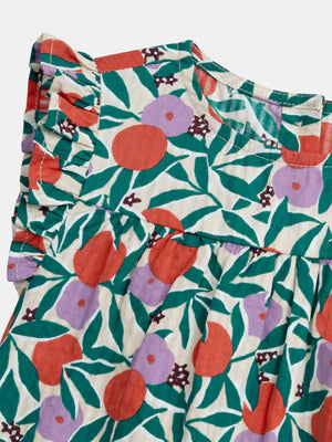 Floral Print Cotton Blouse With Denim Bloomers
