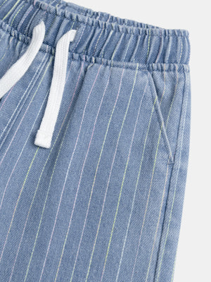 Striped Blue Denim Trousers