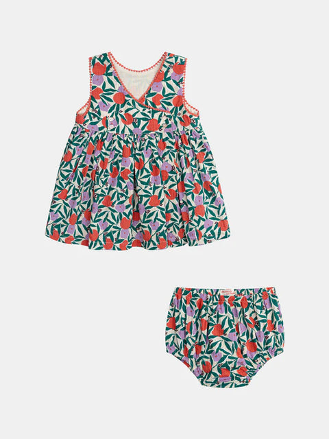 Floral Print Cotton Sundress With Bloomers