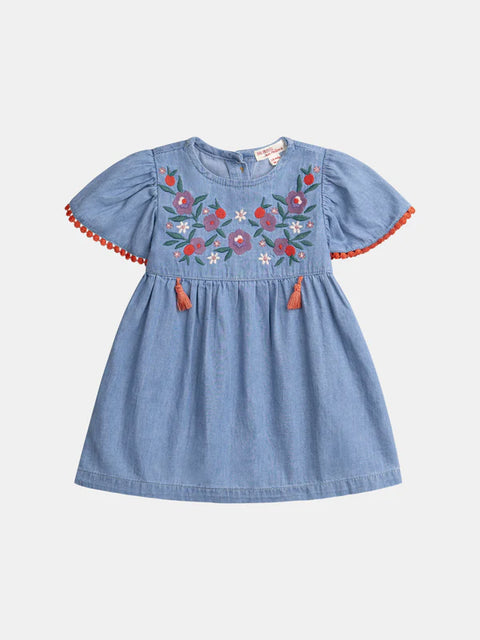Floral Embroidered Denim Dress