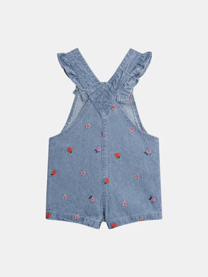 Short Embroidered Denim Dungarees