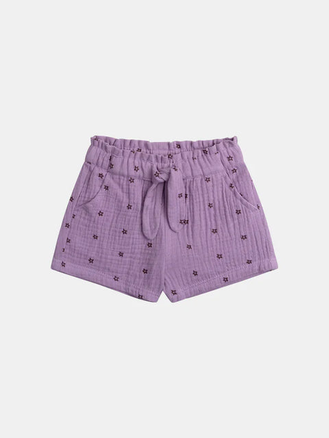 Purple Cotton Gauze Shorts