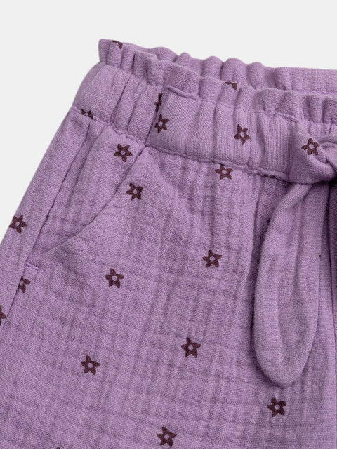 Purple Cotton Gauze Shorts