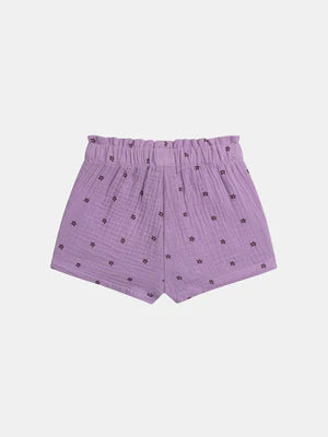 Purple Cotton Gauze Shorts
