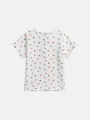 Off White Printed Cotton T-shirt