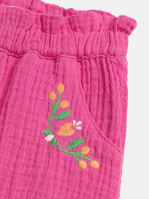 Pink Double Gauze Cotton Trousers