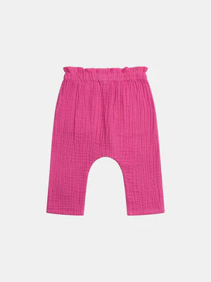Pink Double Gauze Cotton Trousers
