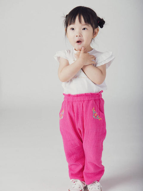 Pink Double Gauze Cotton Trousers