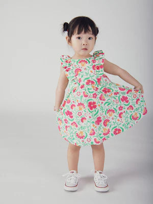 Floral Print Cotton Sun Dress With Matching Bloomers