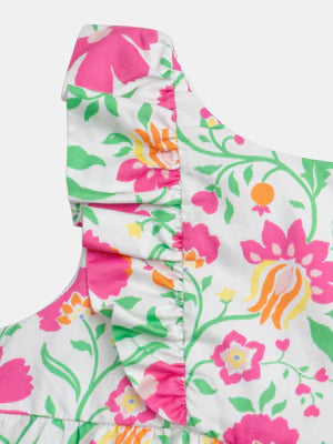 Floral Print Cotton Sun Dress With Matching Bloomers