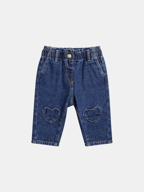 Heart Patch Cotton Denim Jeans