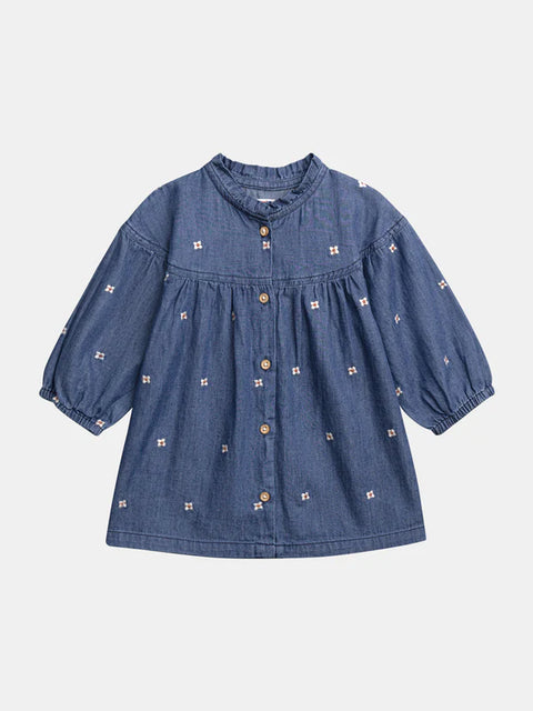 Floral Embroidered Denim Dress