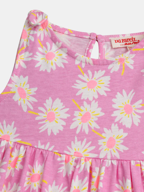 Pink Daisy Print Cotton Sundress