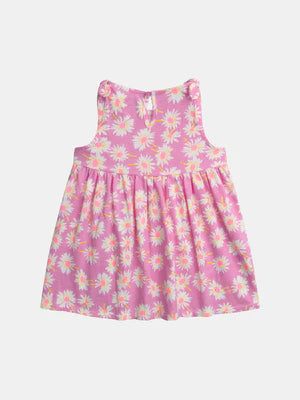 Pink Daisy Print Cotton Sundress
