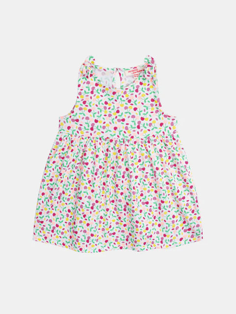 White Cherry Print Cotton Sundress