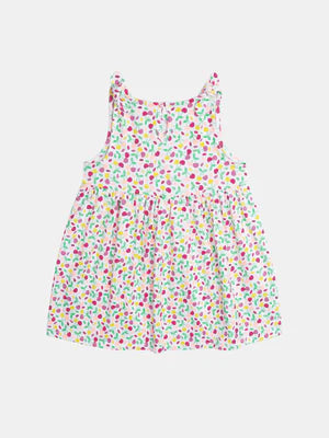 White Cherry Print Cotton Sundress