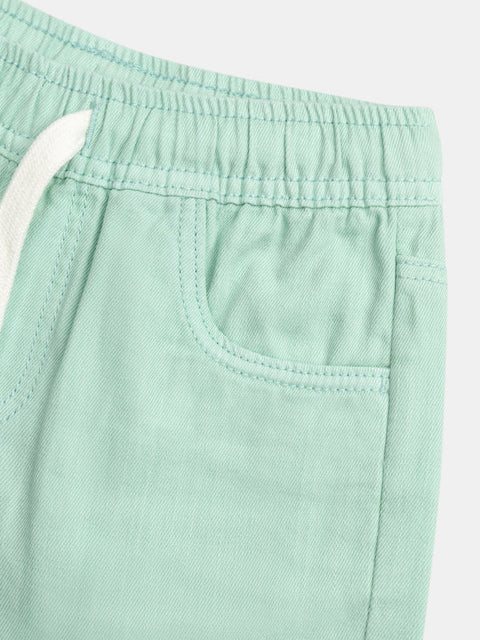 Green Cotton Twill Shorts