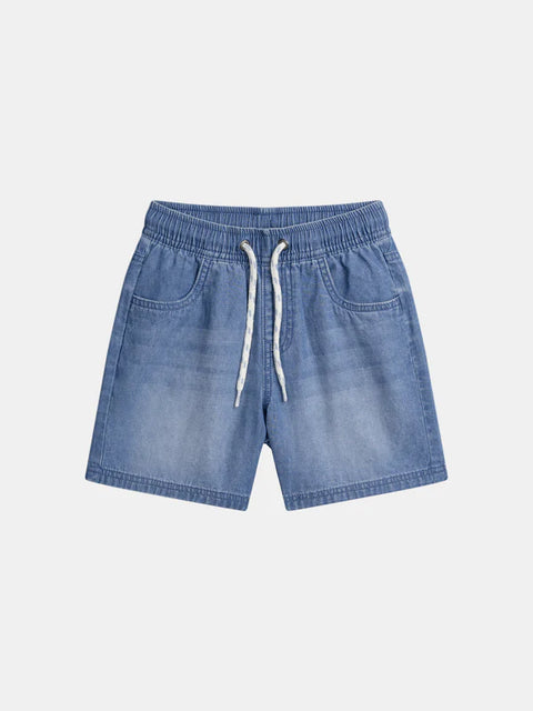 Blue Lightweight Denim Elasticated Waist Shorts