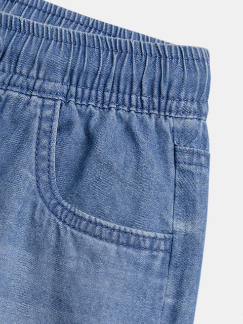 Blue Lightweight Denim Elasticated Waist Shorts