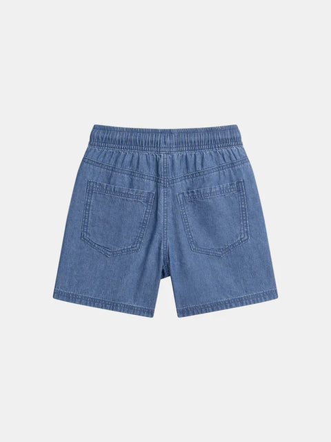 Blue Lightweight Denim Elasticated Waist Shorts