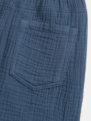Blue Double Gauze Cotton Shorts