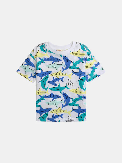 Shark Print Cotton T-shirt