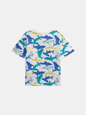 Shark Print Cotton T-shirt