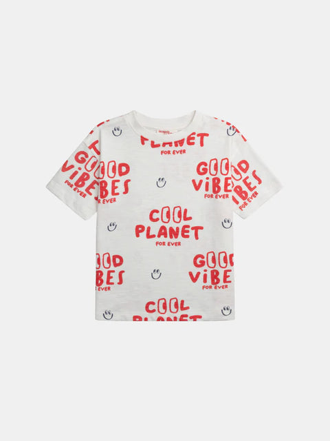 Off White Printed Cotton T-shirt