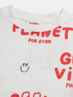 Off White Printed Cotton T-shirt