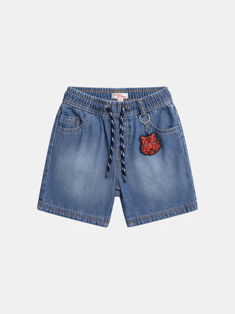 Elasticated Waist Denim Shorts With Key Ring