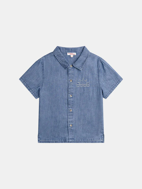Short Sleeve Blue Denim Shirt