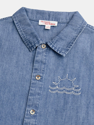 Short Sleeve Blue Denim Shirt