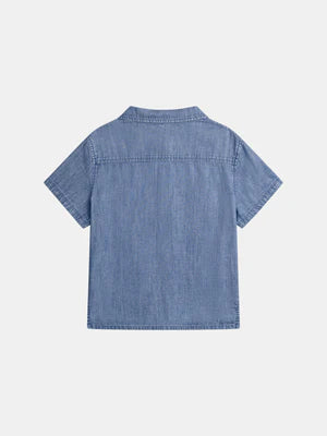 Short Sleeve Blue Denim Shirt