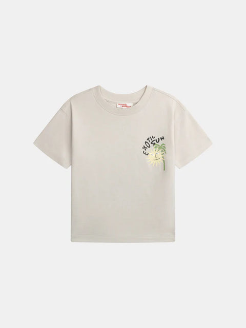 Beige "Exotic Sun" Print Cotton T-shirt