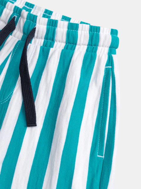 Turquoise Stripe Cotton Rich Shorts