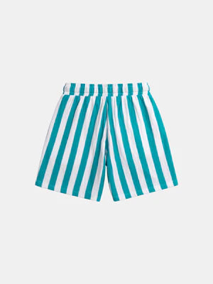 Turquoise Stripe Cotton Rich Shorts