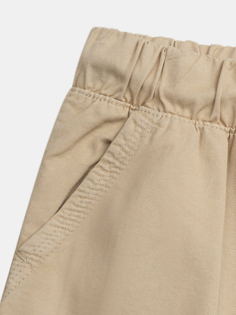 Beige Cotton Twill Shorts
