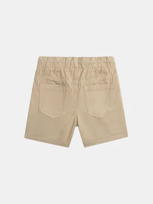 Beige Cotton Twill Shorts