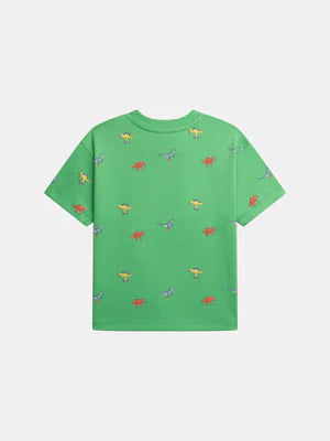 Green Dinosaur Print Cotton T-shirt