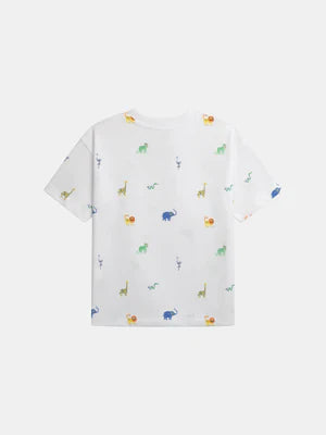 White Jungle Animal Print Cotton T-shirt