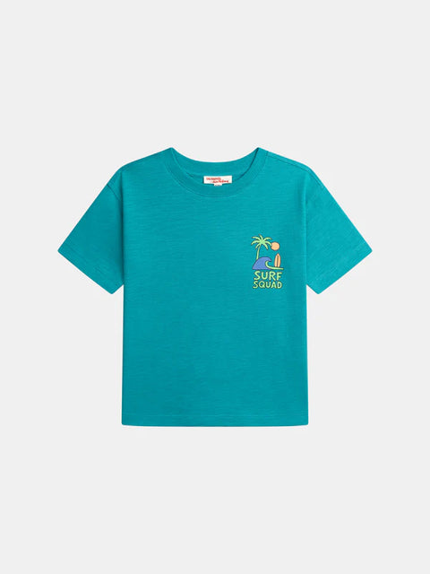Short Sleeve Turquoise Blue Cotton T-shirt