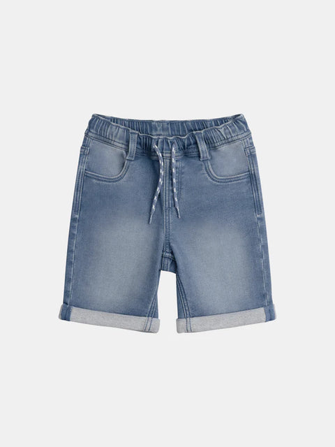 Blue Denim Shorts With Turnups