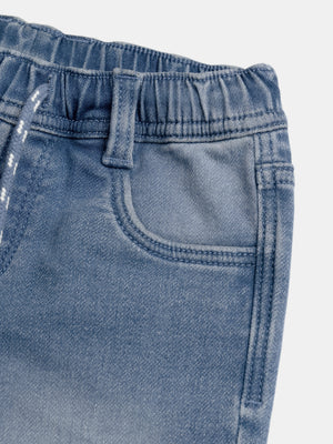 Blue Denim Shorts With Turnups